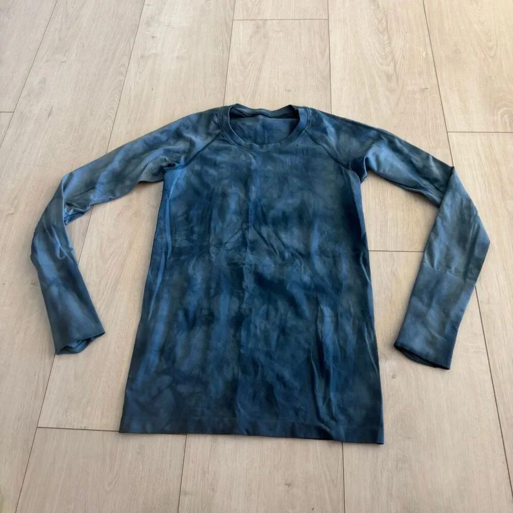 Lululemon Swiftly Speed Long Sleeve Marble Dye Night Diver size 6